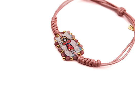 Pulsera Cuero con Escapulario Bordado