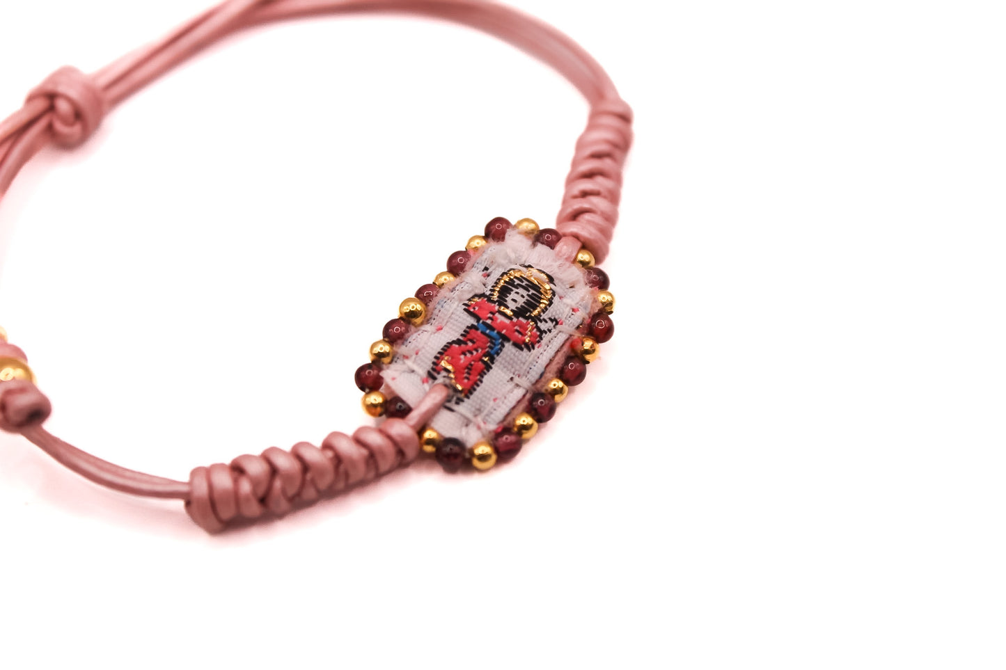 Pulsera Cuero con Escapulario Bordado