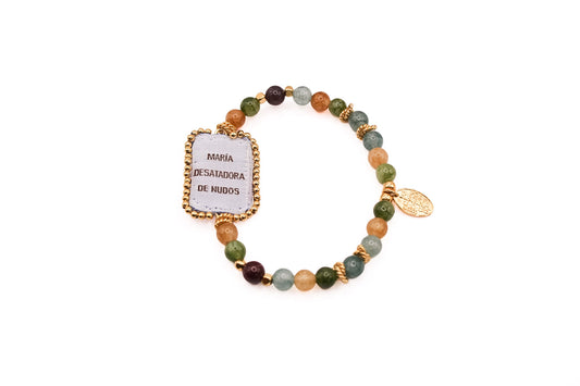 Pulsera de Turmalina con Escapulario Virgen Desatanudos