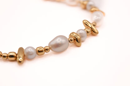 Collar Cuero y Perlas