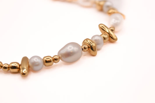 Collar Cuero y Perlas