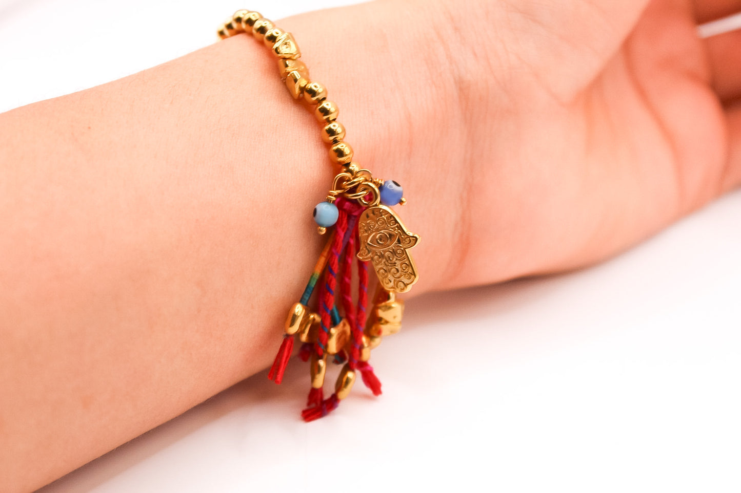 Pulsera Mano de Fátima y Ojo Turco