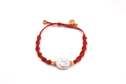 Pulsera Cuero Trenzado con Perla Barroca