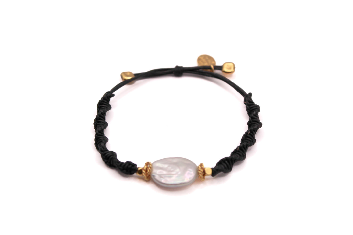Pulsera Cuero Trenzado con Perla Barroca