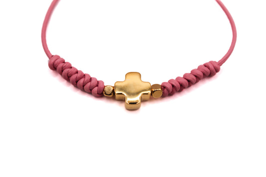 Pulsera Cuero Trenzado con Cruz