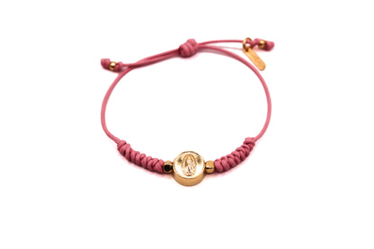 Pulsera Cuero Trenzado Virgen de Guadalupe