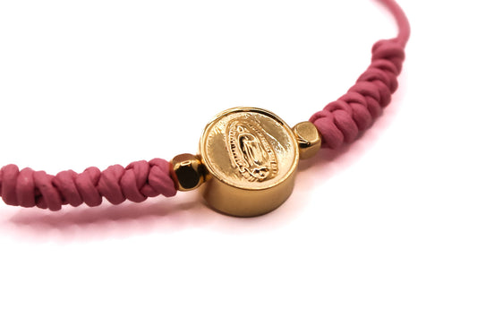 Pulsera Cuero Trenzado Virgen de Guadalupe