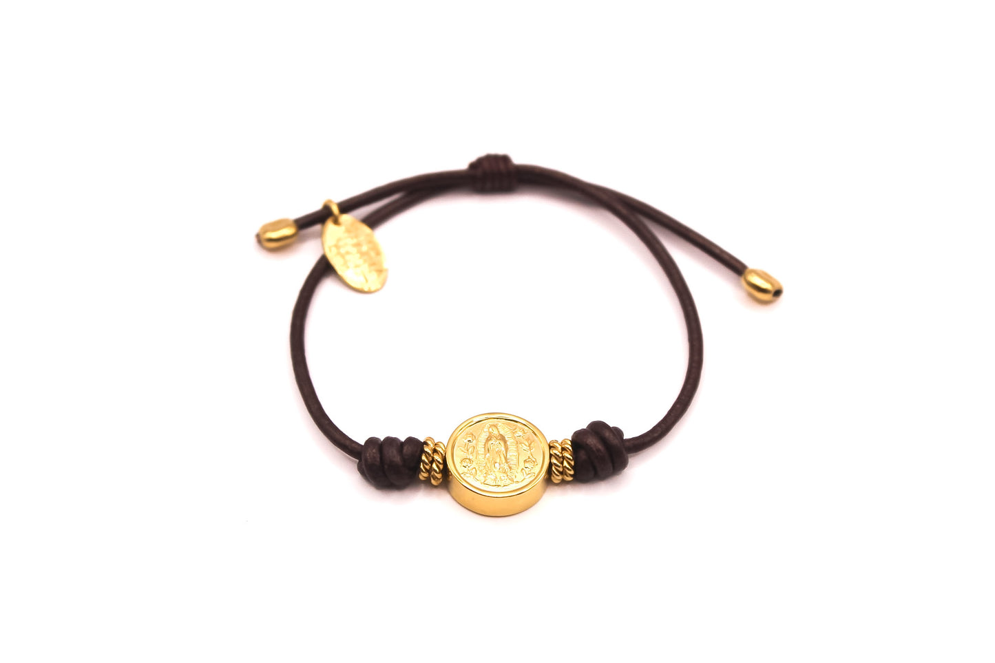Pulsera Cuero Chocolate Virgen de Guadalupe