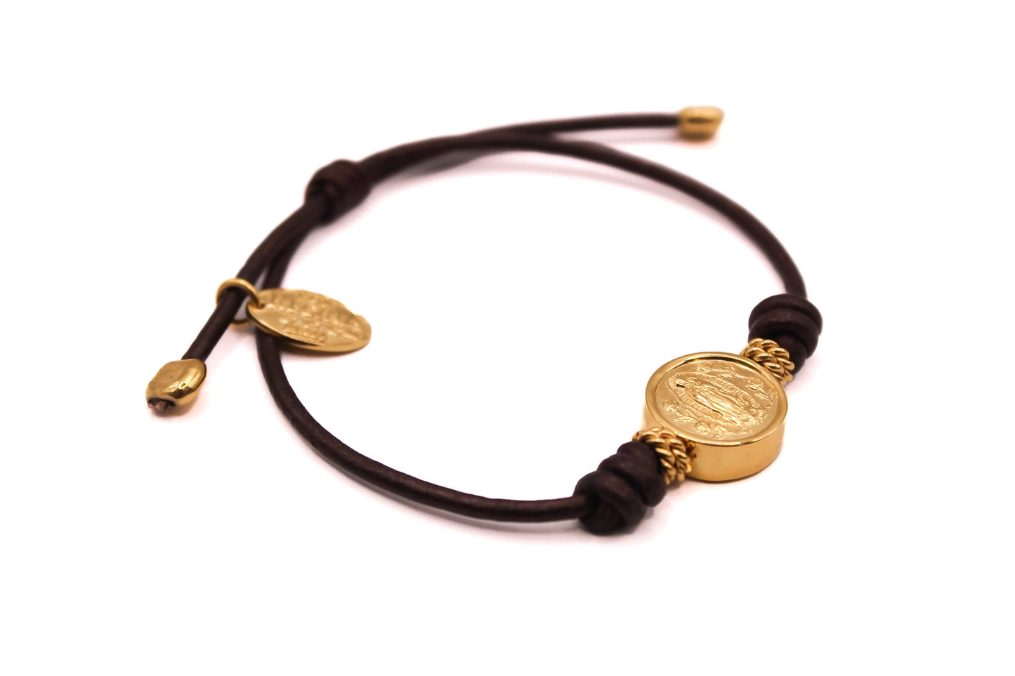 Pulsera Cuero Chocolate Virgen de Guadalupe