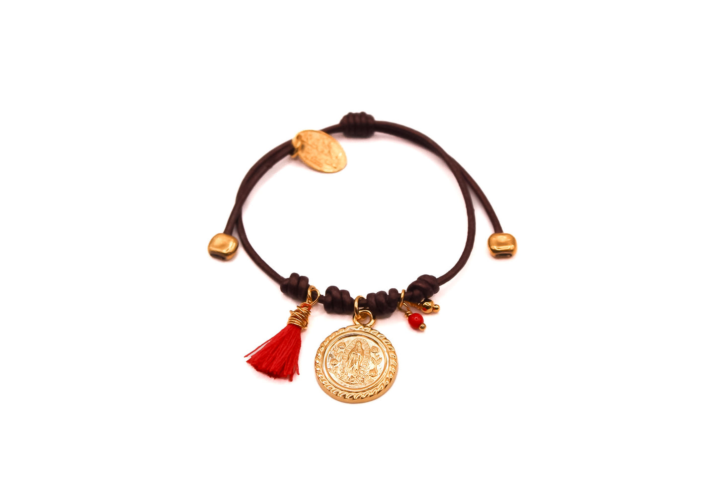 Pulsera Cuero y aplicaciones Virgen de Guadalupe