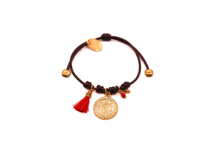 Pulsera Cuero y aplicaciones Virgen de Guadalupe