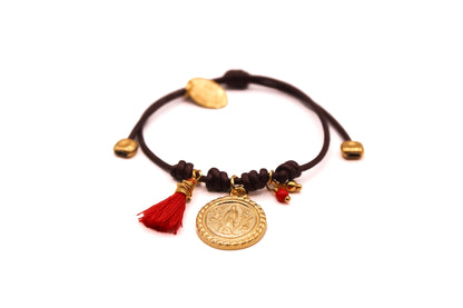 Pulsera Cuero y aplicaciones Virgen de Guadalupe