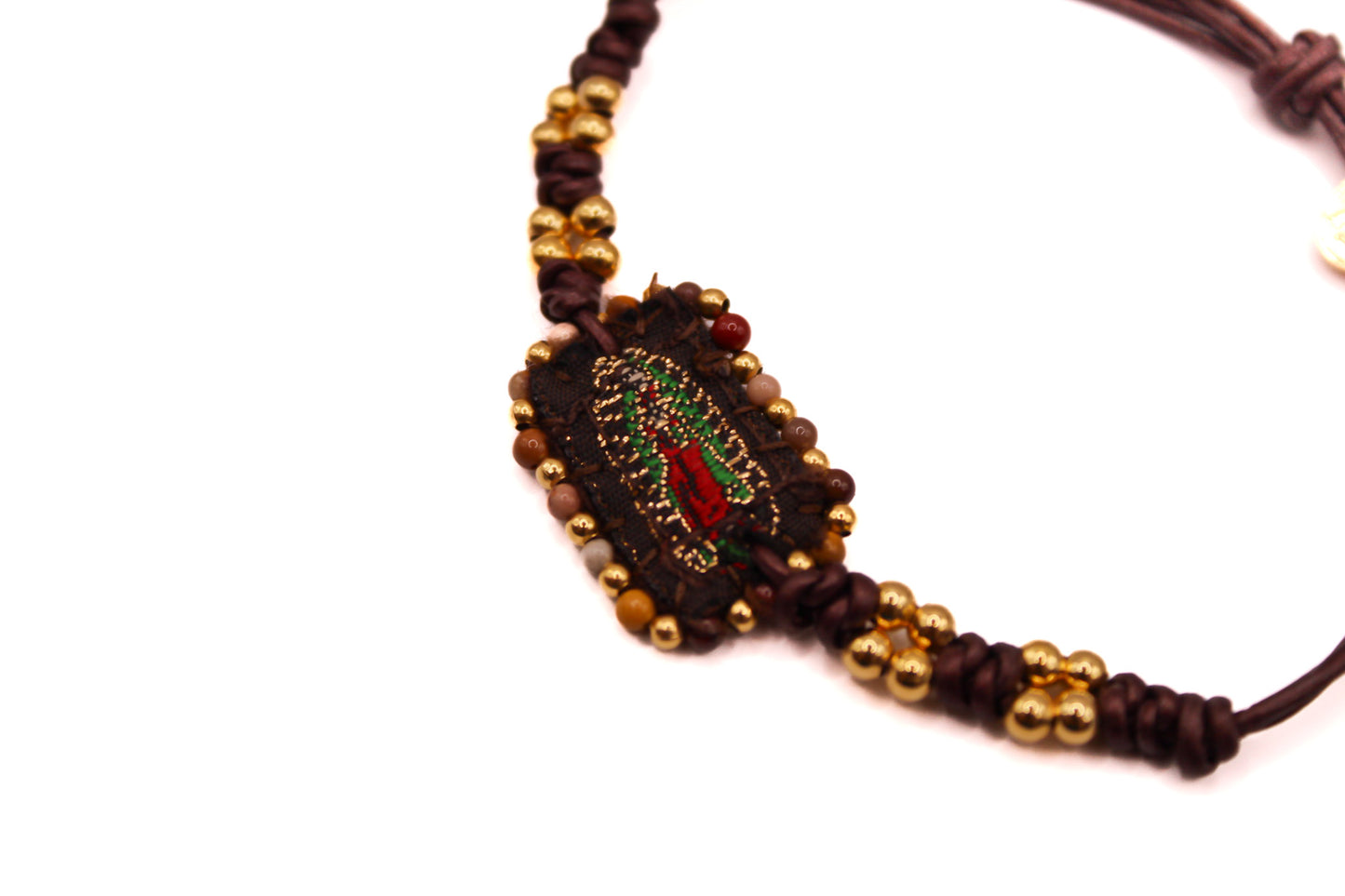 Pulsera Cuero Bordado con Escapulario