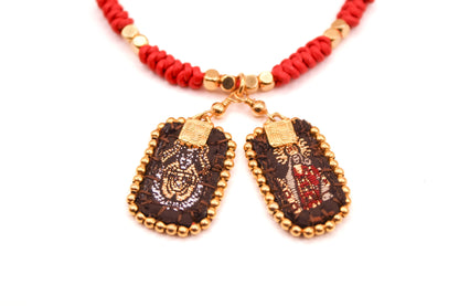 Pulsera Cuero Doble Escapulario Virgen del Carmen