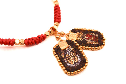 Pulsera Cuero Doble Escapulario Virgen del Carmen