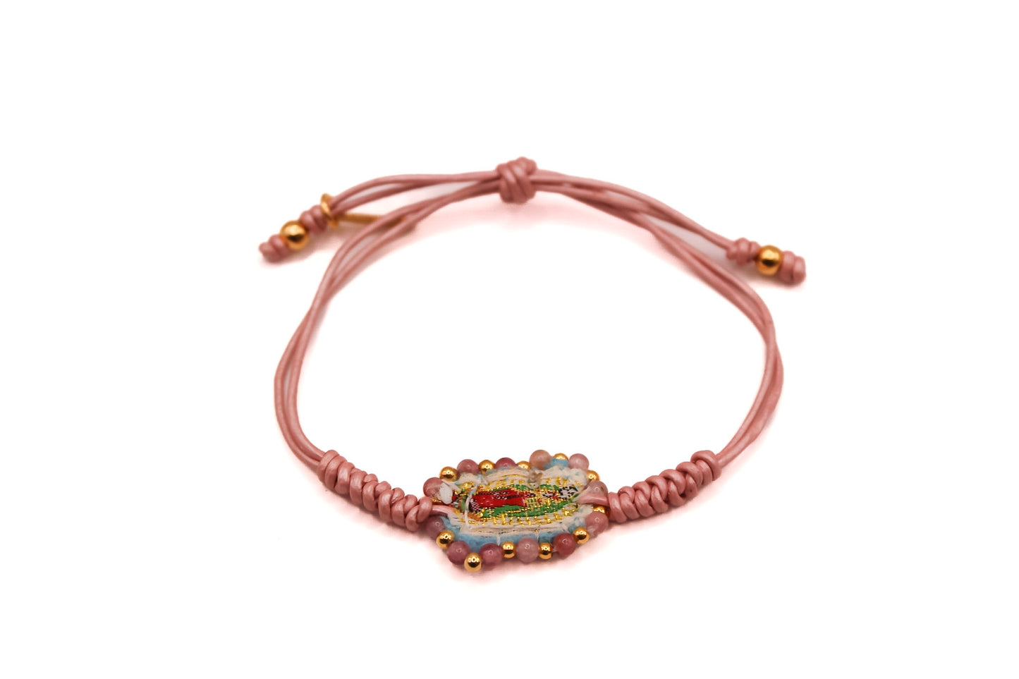 Pulsera Cuero con Escapulario Bordado