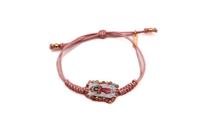 Pulsera Cuero con Escapulario Bordado
