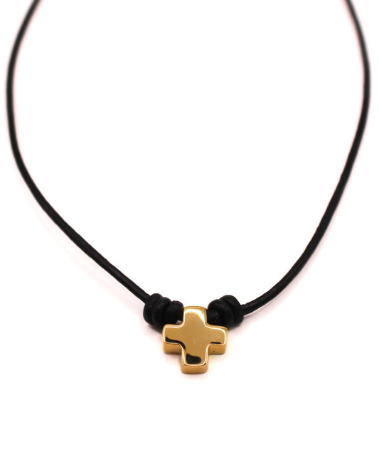Collar de Cuero con Cruz