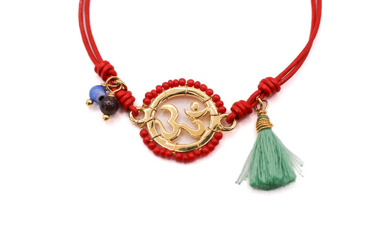 Pulsera Cuero con Dije OM