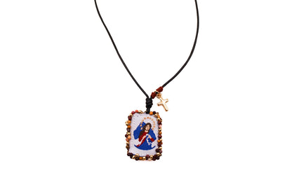 Collar Cuero con Escapulario Virgen Desatanudos