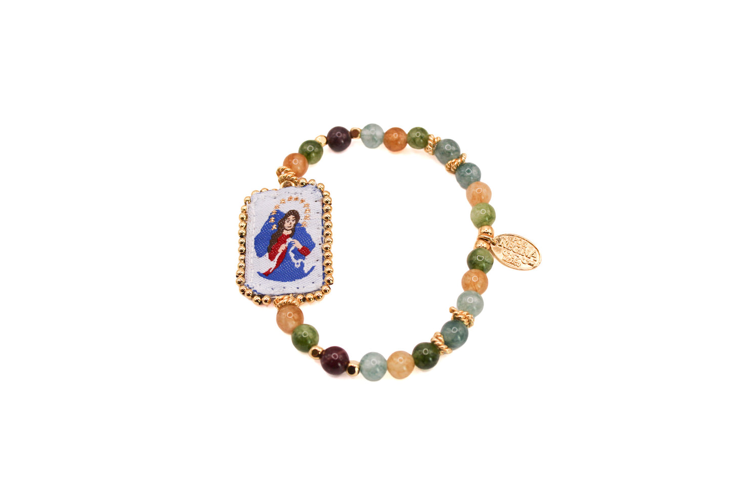 Pulsera de Turmalina con Escapulario Virgen Desatanudos