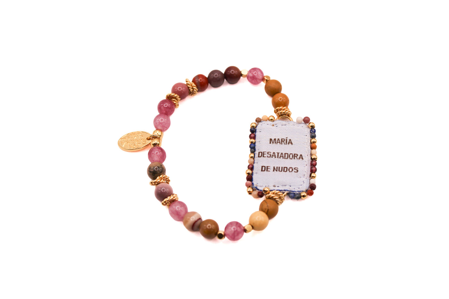 Pulsera Turmalina y Jasper con Escapulario Virgen de los Desatanudos