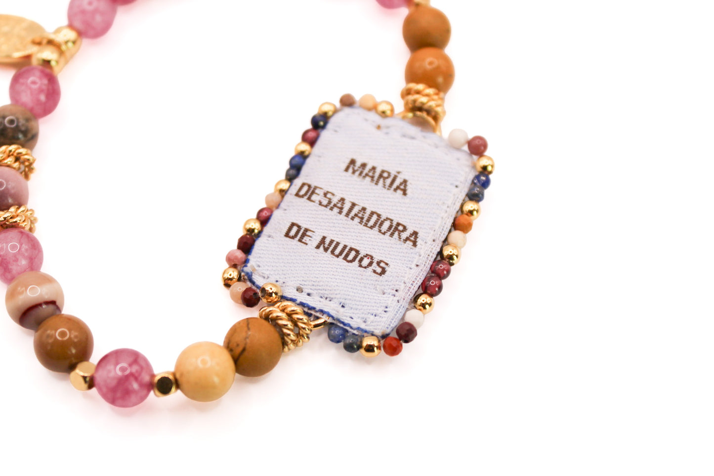 Pulsera Turmalina y Jasper con Escapulario Virgen de los Desatanudos