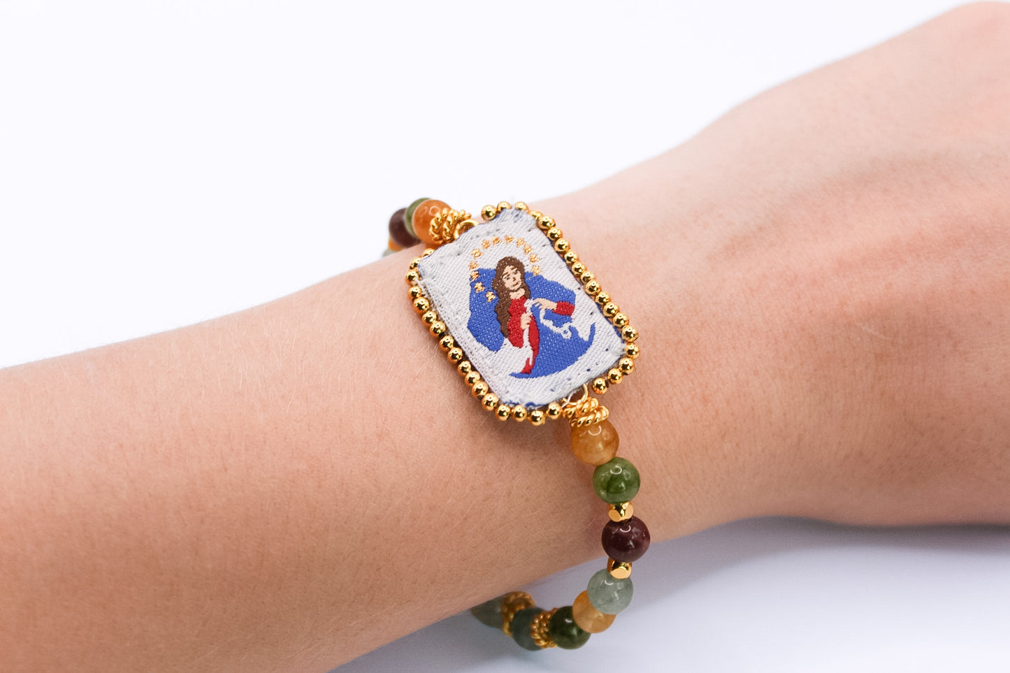 Pulsera de Turmalina con Escapulario Virgen Desatanudos