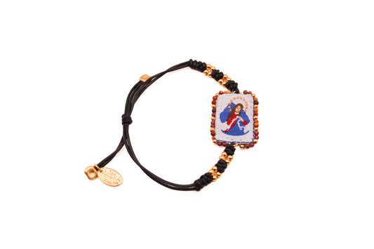 Pulsera Cuero con Escapulario Virgen Desatanudos