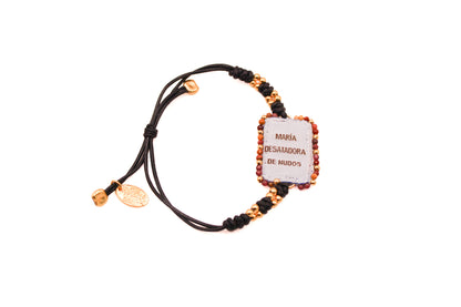 Pulsera Cuero con Escapulario Virgen Desatanudos