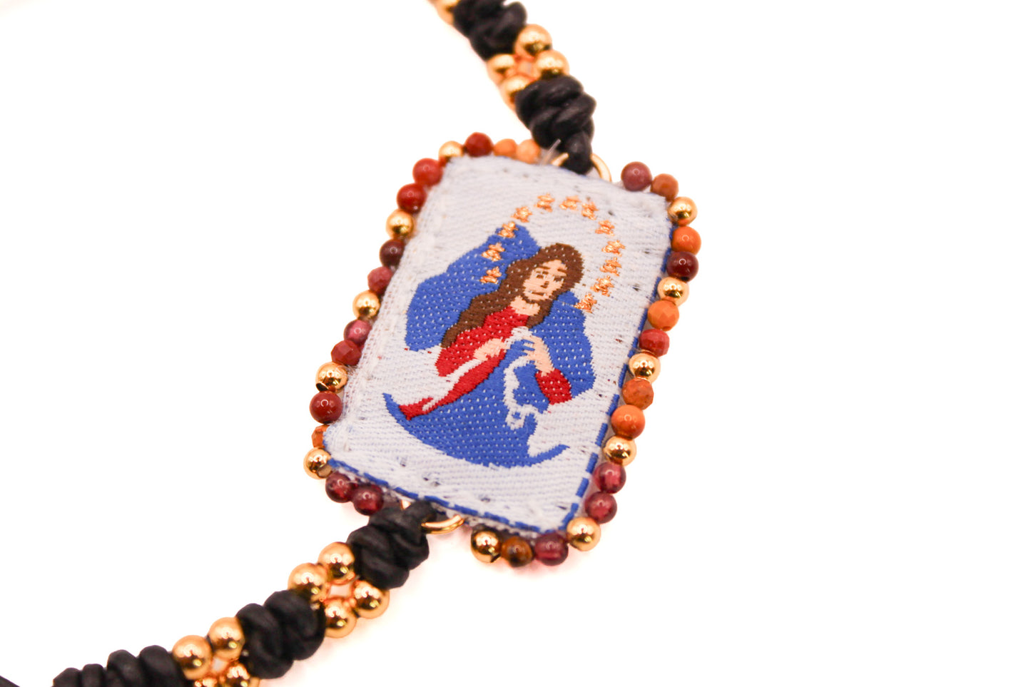 Pulsera Cuero con Escapulario Virgen Desatanudos