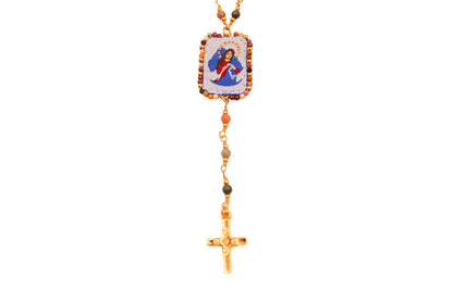 Collar Turmalina y Jasper con Escapulario Virgen de los Desatanudo