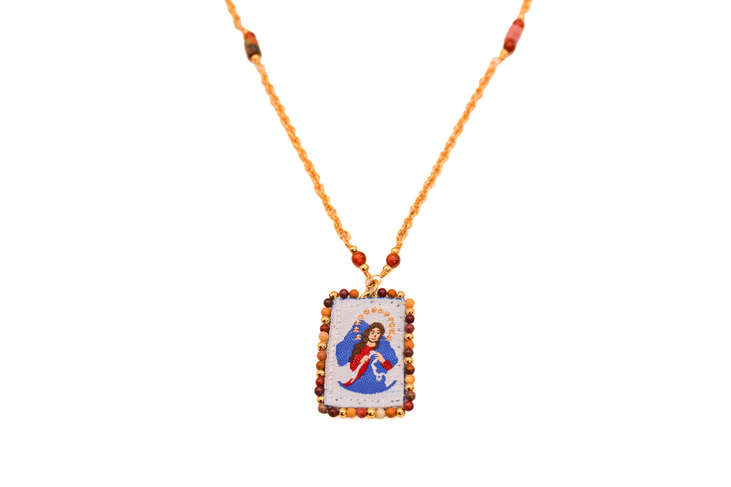 Collar de Piedras con Escapulario Virgen de los Desatanudos