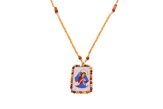 Collar Piedras con Escapulario Virgen de los Desatanudos