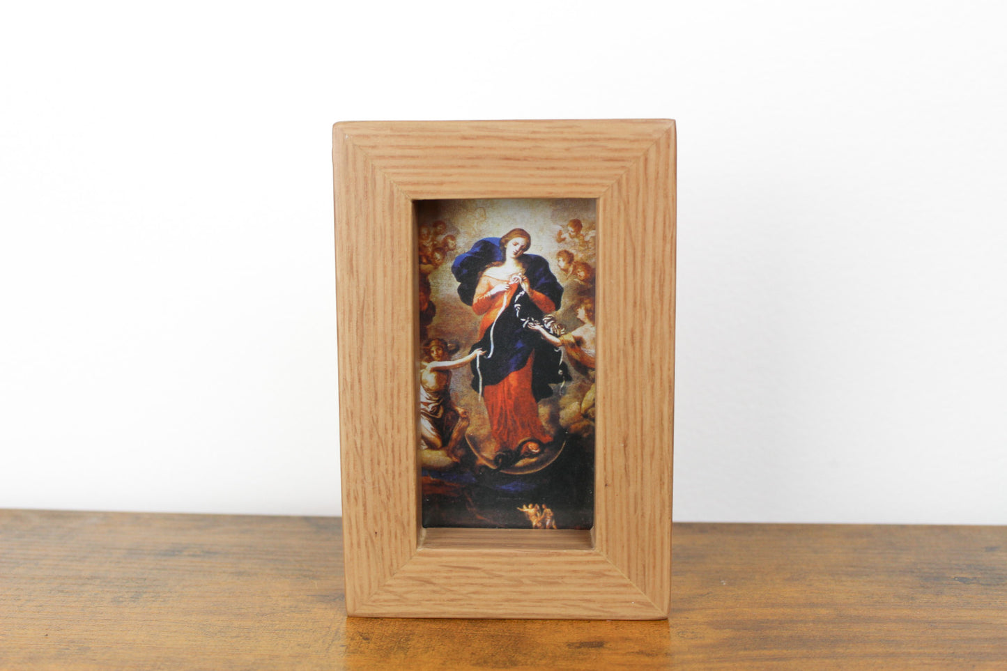Cuadro de Madera de Encino con Virgen Desatanudos